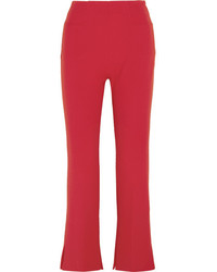 Roland Mouret Goswell Cropped Crepe Slim Leg Pants Red