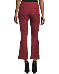 Helmut Lang Houndstooth Cropped Flared High Waist Pants