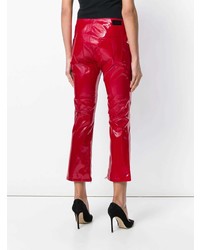 RtA Patent Faux Leather Cropped Flared Trousers