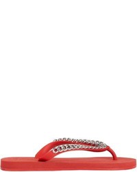 Giuseppe Zanotti Chain Embellished Flip Flops Red