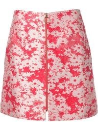 Red Floral A-Line Skirt