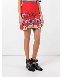 MSGM Floral Embroidery A Line Skirt