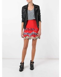 MSGM Floral Embroidery A Line Skirt