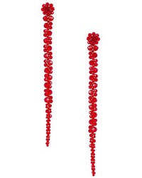 Red Floral Beaded Earrings