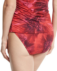 Tommy Bahama Poppy Floral Shirred Side Swim Bikini Bottom Red