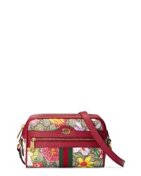 Red Floral Canvas Crossbody Bag
