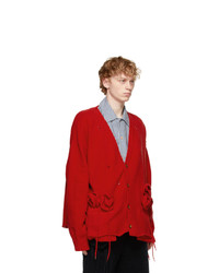 Doublet Red Flower Corsage Cardigan