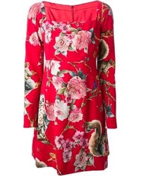 Red Floral Casual Dress