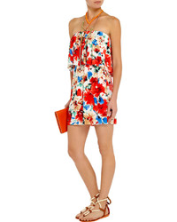 T-Bags Floral Print Stretch Satin Jersey Mini Dress
