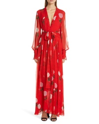 Oscar de la Renta Floral Print Silk Maxi Dress