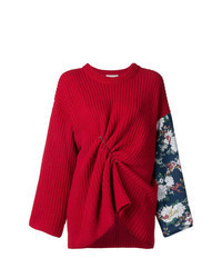 Red Floral Crew-neck Sweater