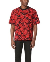 Red Floral Crew-neck T-shirt