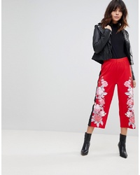 Red Floral Culottes