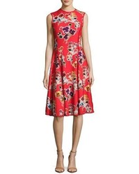 Jason Wu Floral Print Sleeveless Dress Red