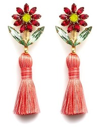 Elizabeth Cole Braidynn Swarovski Crystal Floral Tassel Drop Earrings