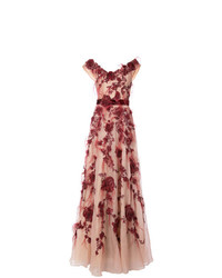 Marchesa Bardot Floral Gown