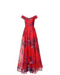 Marchesa Notte Long Floral Dress