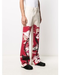 Marni Floral Painting Panelled Bootcut Jeans