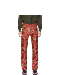 Dries Van Noten Red Jacquard Floral Panna Jeans