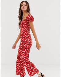 Faithfull The Brand Faithfull Della Floral Jumpsuit With Puff Sleeves