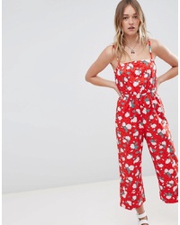 Monki Floral Polka Dot Strappy Jumpsuit