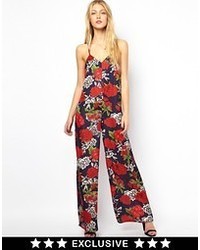 Love Cami Jumpsuit In Large Floral With Wide Leg