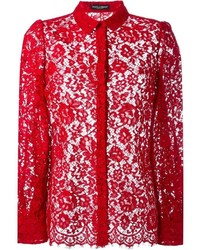 Red Floral Lace Shirt