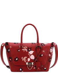 Valentino Garavani Demilune Medium Floral Satchel Bag Red