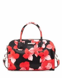 Charles Jourdan Pippa Floral Print Leather Satchel Bag Redblack