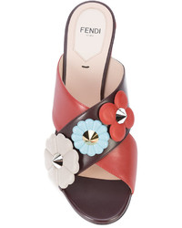 Fendi Floral Cross Strap Heeled Sandals