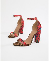 ASOS DESIGN Highball Barely There Heeled Sandals Print Mix