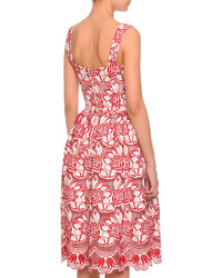 Dolce & Gabbana Bicolor Floral Lace A Line Dress Redwhite