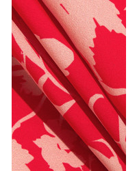 Borgo De Nor Raquel Floral Print Crepe De Chine Midi Dress Red