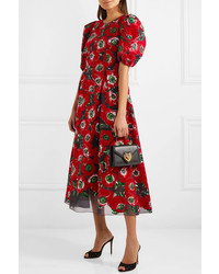 Dolce & Gabbana Floral Print Flocked Tte Midi Dress