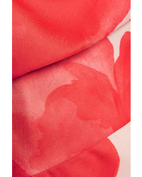 Lela Rose Floral Print Silk Crepe Midi Dress