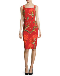 Dolce & Gabbana Floral Print Square Neck Tank Dress Red