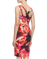 Nicole Miller Sleeveless Seamed Floral Cocktail Dress