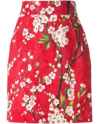 Red Floral Mini Skirt