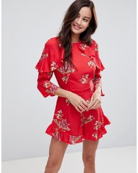 Influence Frill Detail Floral Playsuit