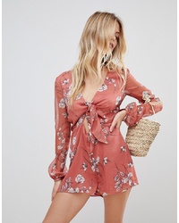The Jetset Diaries Oasis Floral Tie Front Playsuit