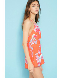 Forever 21 Paint It Red Floral Print Romper