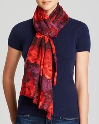 Aqua Abstract Blurred Floral Scarf
