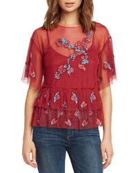 Willow & Clay Embroidered Ruffle Top