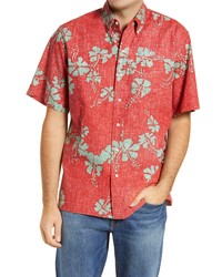 Reyn Spooner 50th State Classic Fit Floral Short Sleeve Sport Shirt In Pompeian Red At Nordstrom