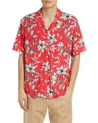 rag & bone Avery Floral Print Camp Shirt In Red Hawaii At Nordstrom