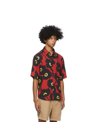 AMI Alexandre Mattiussi Black And Red Printed Summer Fit Short Sleeve Shirt