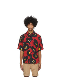 AMI Alexandre Mattiussi Black And Red Printed Summer Fit Short Sleeve Shirt