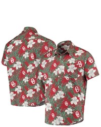 FOCO Crimson Oklahoma Sooners Floral Button Up Shirt At Nordstrom