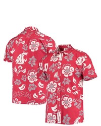Wes & Willy Crimson Washington State Cougars Floral Button Up Shirt At Nordstrom