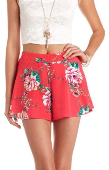 Charlotte Russe Flowy Floral Print High Waisted Shorts | Where to buy ...